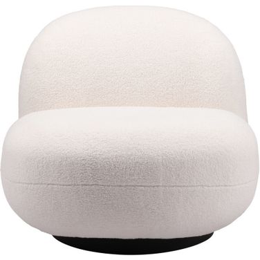 30 Inch Faux Shearling and Upholstered Slipper Chair In Cream and Black