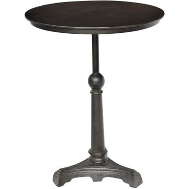 30 Inch Iron Round Pedestal End Table In Brown