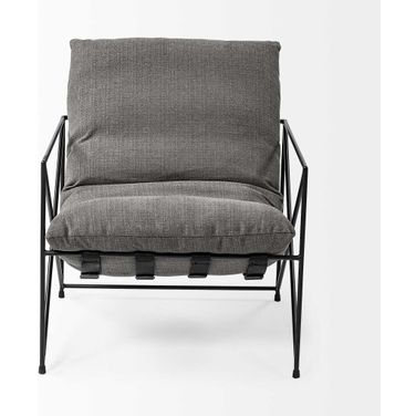 30 Inch Linen Lounge Chair In Gray and Black