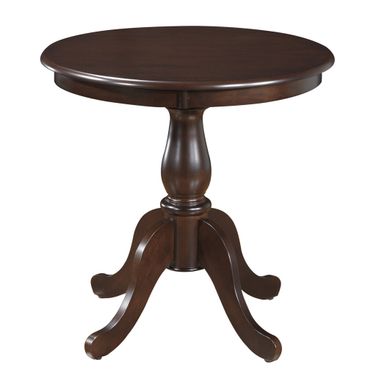 30 Inch Rounded Solid Manufactured Wood and Solid Wood Pedestal Base Dining Table In Espresso