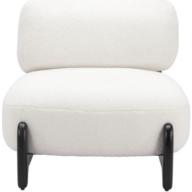 30 Inch Sherpa and Upholstered Side Chair In White and Black