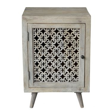 30 Inch Solid Wood Nightstand In Gray