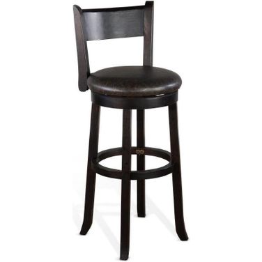 Scottsdale Swivel Barstool with Cushion Seat and Back Set of 2 In Black Walnut