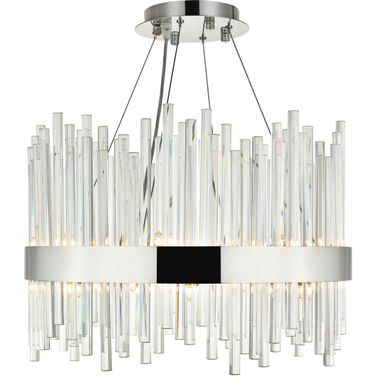 Dallas 20" Chrome 14 Light Chandelier With Clear Royal Cut Crystal Trim