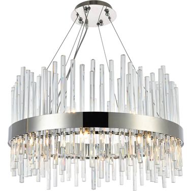 Dallas 25" Chrome 16 Light Chandelier With Clear Royal Cut Crystal Trim