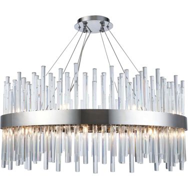 Dallas 32" Chrome 18 Light Chandelier With Clear Royal Cut Crystal Trim