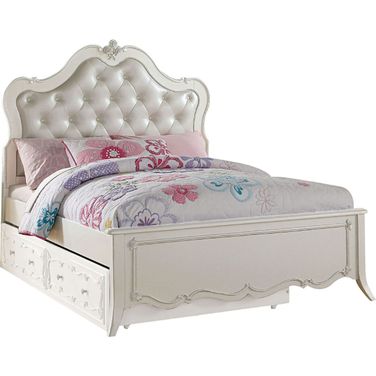 Edalene Pearl White Full Upholstered Panel Bed