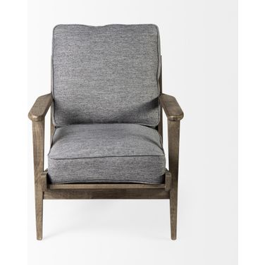 31 Inch Fabric Cushions and Wood Lounge Chair In Brown and Gray