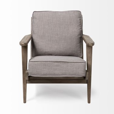 31 Inch Fabric Lounge Chair In Brown and Gray
