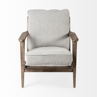 31 Inch Fabric Lounge Chair In Light Gray and Brown