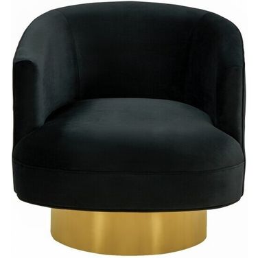 31 Inch Velvet Barrel Chair In Black and Gold