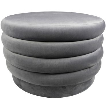 31 Inch Velvet Tufted Round Cocktail Ottoman In Gray