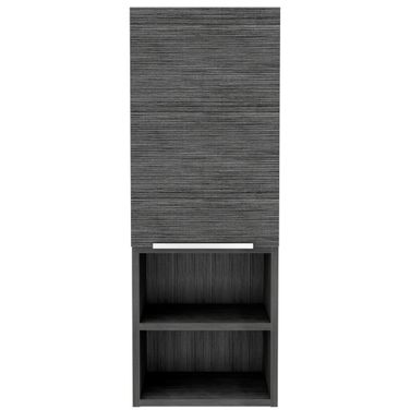 32 Inch Accent Cabinet with Three Shelves In Smoky Gray Oak