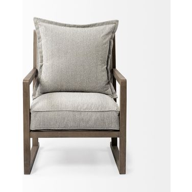 32 Inch Fabric Arm Chair In Ash Gray and Brown