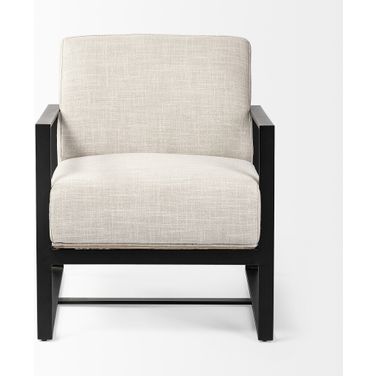 32 Inch Fabric Arm Chair In Cream and Black