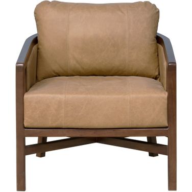 32 Inch Genuine Leather Arm Chair In Brown