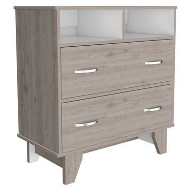 32 Inch Manufactured Wood Two Drawer Dresser In Light Grey