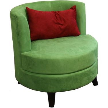 32 Inch Microfiber Side Chair and Toss Pillow In Black and Green