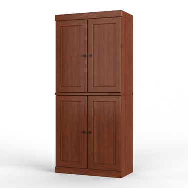 32 Inch Pantry Cabinet with Raised Panel Doors and 2-Drawers In Mocha