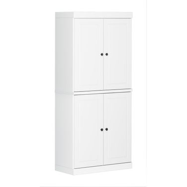 32 Inch Pantry Cabinet with Raised Panel Doors and 2-Drawers In White