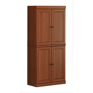 32 Inch Pantry Cabinet with Raised Panel Doors and Adjustable Shelves In Mocha