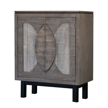 32 Inch Solid and Manufactured Wood Distressed Buffet Table In Gray