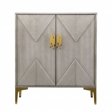 32 Inch Solid Wood Sideboard with Two Doors In Gray