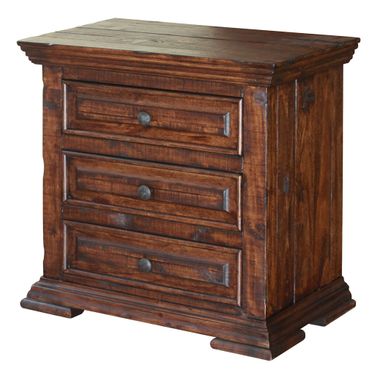 32 Inch Solid Wood Three Drawer Nightstand In Brown