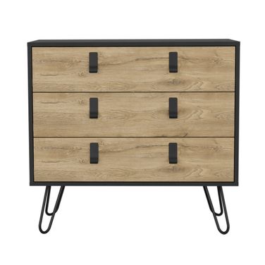 Homeroots 32 inch Natural and Black Three Drawer Dresser