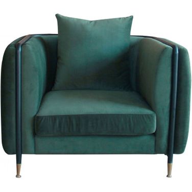 32 Inch Velvet Arm Chair In Black and Green