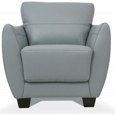 33 Inch Genuine Leather Arm Chair In Gray and Black