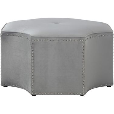 33 Inch Linen Specialty Cocktail Ottoman In Gray