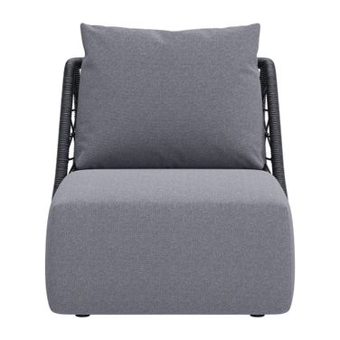 33 Inch Outdoor Accent Chair with Cushions In Gray