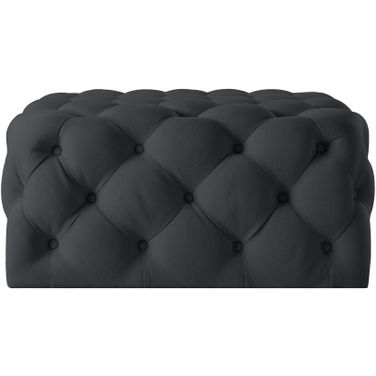33 Inch Velvet Rolling Tufted Cocktail Ottoman In Black