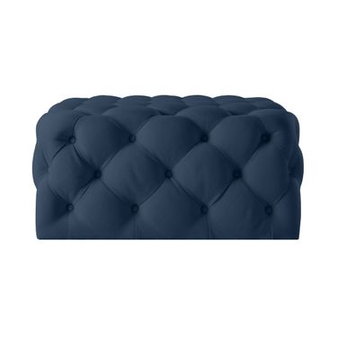 33 Inch Velvet Rolling Tufted Cocktail Ottoman In Navy Blue