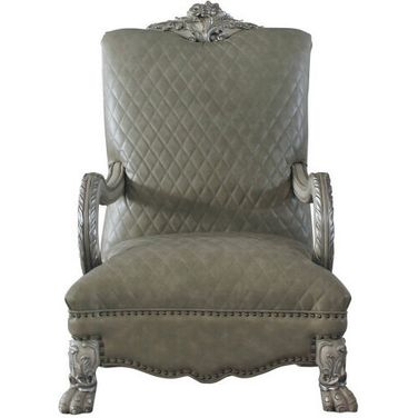 34 Inch Faux Leather Arm Chair In Bone