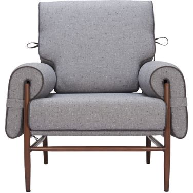 34 Inch Upholstered Arm Chair In Brown and Gray