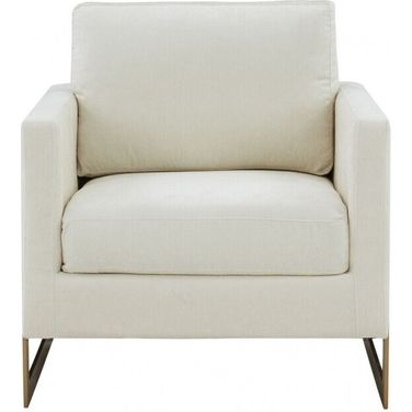 34 Inch Upholstered Arm Chair In Cream and Gold