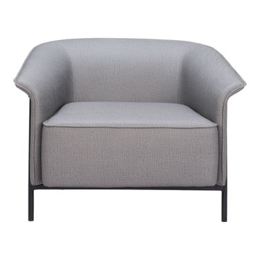 35 Inch Faux Leather Arm Chair In Black and Slate Grey