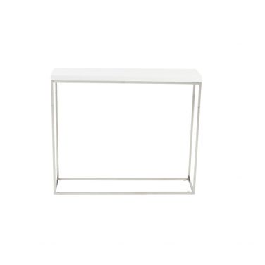 35 Inch Frame Console Table In White and Silver