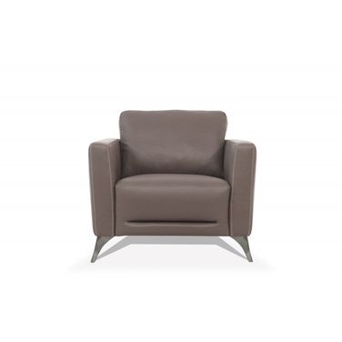 35 Inch Genuine Leather Arm Chair In Black and Taupe