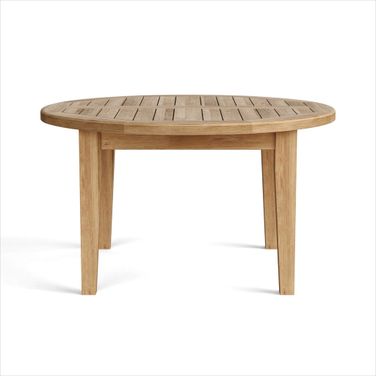 35 Inch Rounded Solid Wood Outdoor Coffee Table In Natural