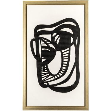 35 x 59 Hand Painted Gold Frame Geometric Face In Black 70256