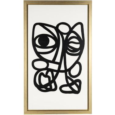 35 x 59 Hand Painted Gold Frame Geometric Face In Black 70257