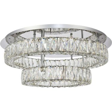 3503F26L2C Monroe 26" Chrome Flush Mount With Clear Royal Cut Crystal Trim