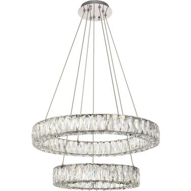 Monroe 24" Chrome Chandelier With Clear Royal Cut Crystal Trim