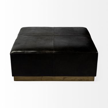 36 Inch Faux Leather Footstool In Black and Brown