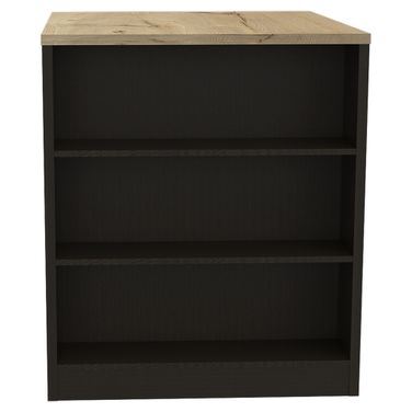 36 Inch Kitchen Island with Storage In Black and Natural