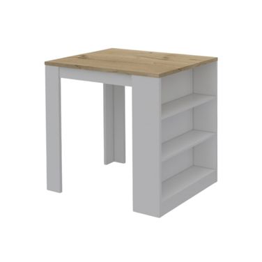 36 Inch Kitchen Island with Storage In White and Natural