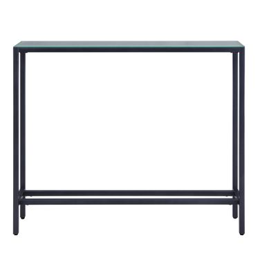 36 Inch Mirrored Glass Console Table In Black and Gunmetal